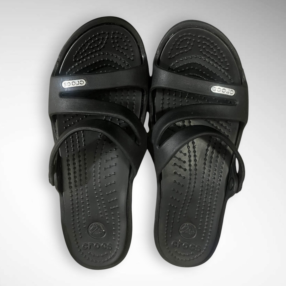 CROCS Women's Black Patricia Wedge Sandals Size 5 | EUC